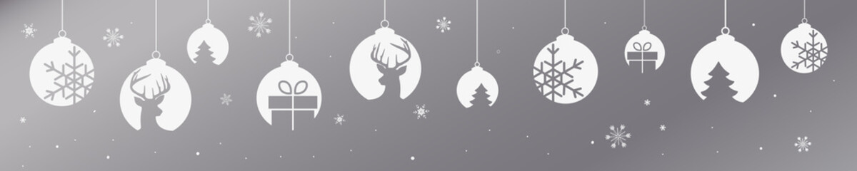Christmas Banner with hanging decorations
