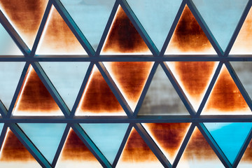 geometric design, from colored glass and metal, concept background
