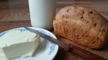 Bread with milk and butter