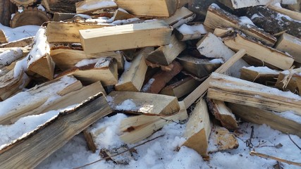 Firewood in the snow