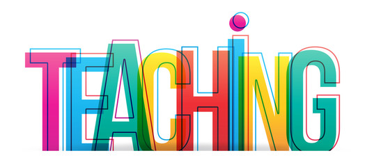 The word teaching on a white background. Isolated colorful letters.