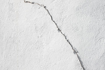 White wall with diagonal crack fracture texture close up detail surface