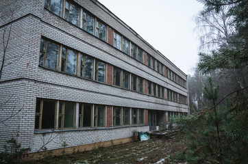 abandoned building, soviet union architecture