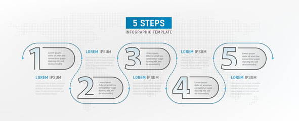 5 step elements. Workflow graphic design. Infograph timeline. Strategy work diagram. Infographic template. Vector illustration