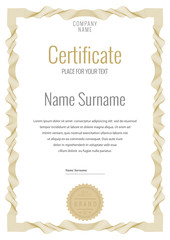 Certificate template. Diploma of modern design or gift certificate.