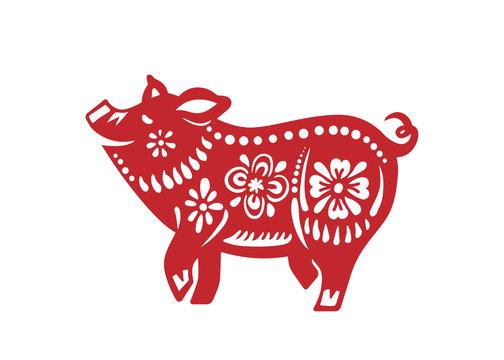 Pig for happy chinese new year celebration. Vector illustration