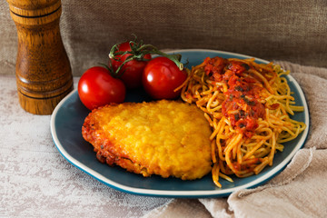 Cordon Bleu macaroni Pasta with salad