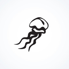 Vintage vector sketch of jellyfish