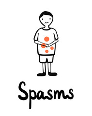 Symptoms of rotavirus infection diarrhea nausea stomach pain vomit fever headache spasms hand drawn minimalism concept design for hospitals banners posters articles prints and books lettering