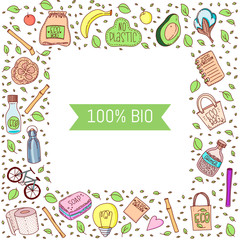 No plastic. Zero waste. Eco lifestyle. Vector