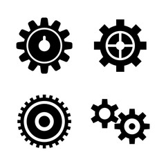Gear, Cogwheel Mechanism. Simple Related Vector Icons Set for Video, Mobile Apps, Web Sites, Print Projects and Your Design. Gear, Cogwheel Mechanism icon Black Flat Illustration on White Background.