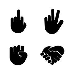 Hand Gestures. Simple Related Vector Icons Set for Video, Mobile Apps, Web Sites, Print Projects and Your Design. Hand Gestures icon Black Flat Illustration on White Background.