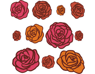 Roses flower set