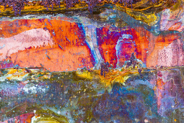 Obraz na płótnie Canvas A fantastic and surreal picture of corrosion on a copper-coated steel sheet