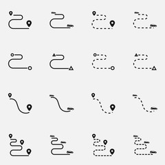 Set of location flat vector icons. Pin point illustration.