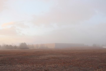 misty landscape with fog