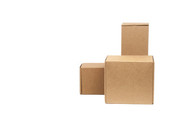 Cardboard boxes for goods on a white background. Different size. Isolated on white background.
