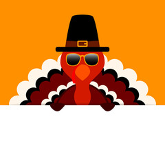 Thanksgiving Turkey Sunglasses Pilgrim Horizontal Banner