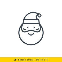Santa Claus Icon / Vector - In Line / Stroke Design