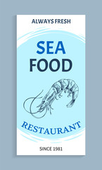 Seafood Menu with Linear Silhouette of Shrimp