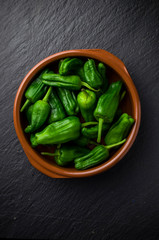 Spanish green peppers, pimiento de padron