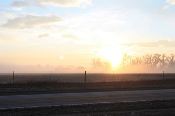 sunset over the river