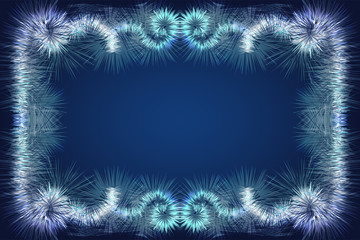 Fototapeta na wymiar The template of ice pattern or festive Christmas garlands on blue background. EPS10