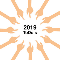 Viele Leute zeigen auf 2019 ToDo's