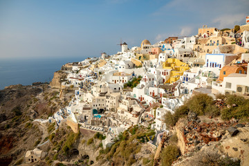 Fototapeta na wymiar White architecture of Oia village on Santorini island, Greece