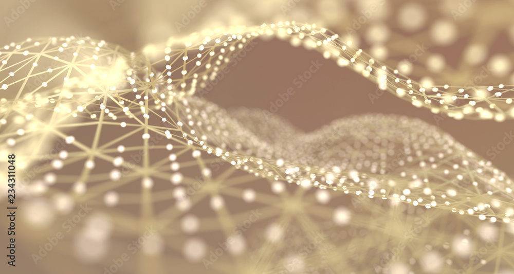 Aufkleber digital wire frame mesh polygon abstract background, rendering.
