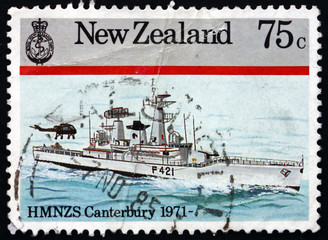 Postage stamp New Zealand 1985 Canterbury, Navy Ship