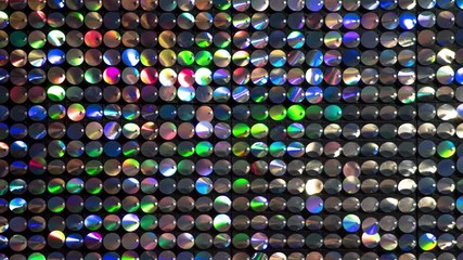 Shiny Reflective Metallic Disc Background Glittering With Colors - Vertical Format Looping Time Lapse - Powered by Adobe