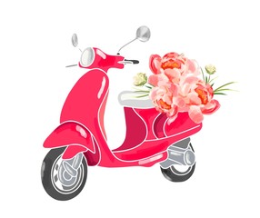 Cute scooter with flowers.