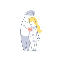 Couple in love with heart, cuddling, hugging, happy family