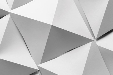 Macro image of composition with white geometric shapes