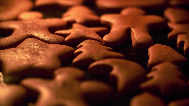 Time lapse of gingerbread man, christmas tree baked. Christmas cake, cookies baked in oven. Timelaps in 4k