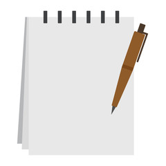 Notepad and pen icon. Vector illustration. EPS10. White Background.
