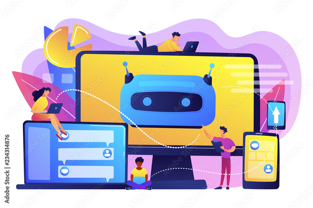 Poster developers building, testing and deploying chatbots on platforms. chatbot platform, virtual assistan