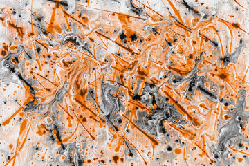 Colorful wet abstract paint leaks and splashes texture on white watercolor paper background. Natural organic shapes and design.