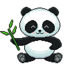 Naklejka premium Piksel słodka panda szczegółowa ilustracja na białym tle wektor