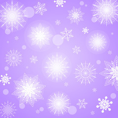 White snowflakes on purple background. Vector Illustration.