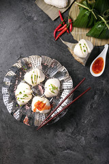 Fototapeta na wymiar Chinese style dumplings with chives