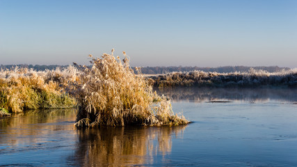 Słoneczny i mroźny poranek nad Narwią, Polska,Podlasie © podlaski49
