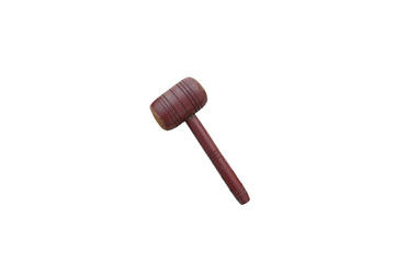old wooden hammer on white background isolated