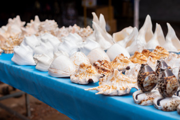 Stalls and makeshift shops selling Indian artifacts and handmade articles to tourists at Vagator Beach Goa