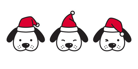 dog vector Christmas french bulldog Santa Claus Xmas icon puppy head cartoon character logo illustration