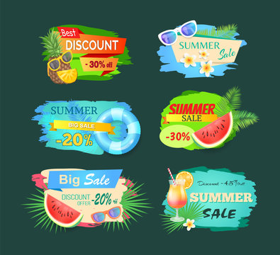 Summer Discount Sales Banner Vector Illustration