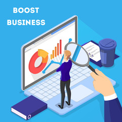 Business concept. Work wih data nd financial operations