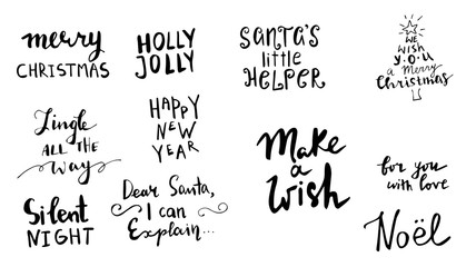 Set of Christmas lettering handwritten