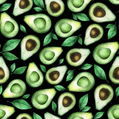 Foto op Plexiglas Avocado Naadloze aquarel patroon met avocado& 39 s. Geweldig voor textielontwerp, woondecoratie, behang, print, inpakpapier enz.
